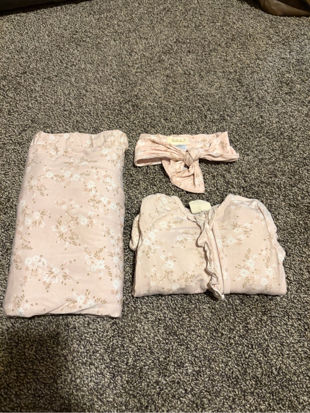 Tullabee Pajama Set, Headband, swaddle bundle